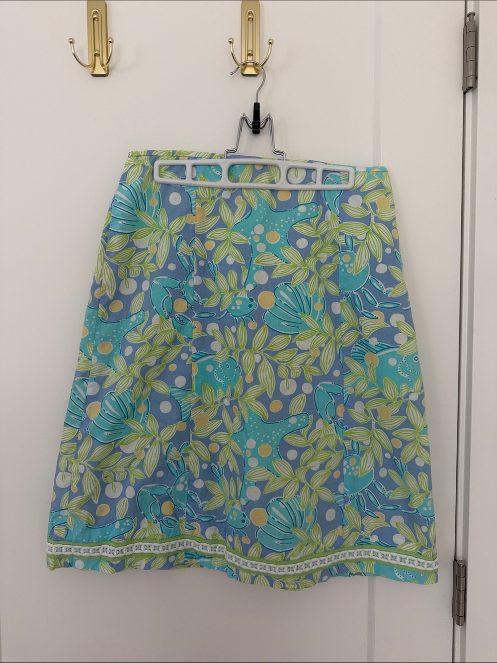 VINTAGE Lilly Pulitzer A-Line Skirt in Sweet Blue Crabby print